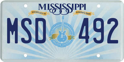 MS license plate MSD492