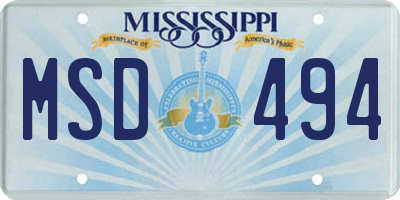 MS license plate MSD494