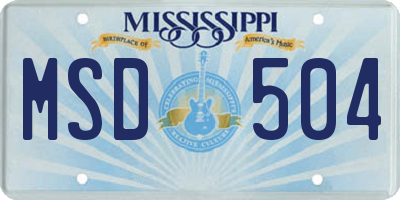 MS license plate MSD504