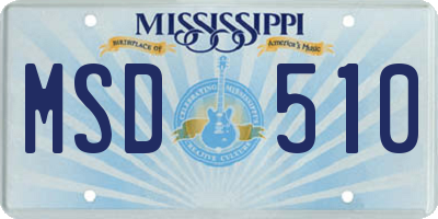 MS license plate MSD510