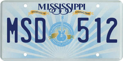 MS license plate MSD512