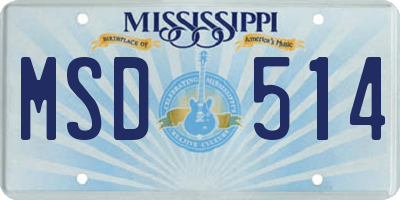 MS license plate MSD514
