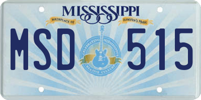 MS license plate MSD515
