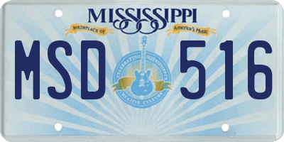 MS license plate MSD516