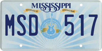 MS license plate MSD517