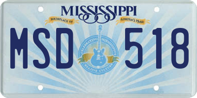 MS license plate MSD518