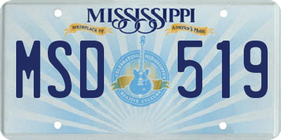 MS license plate MSD519