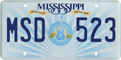 MS license plate MSD523