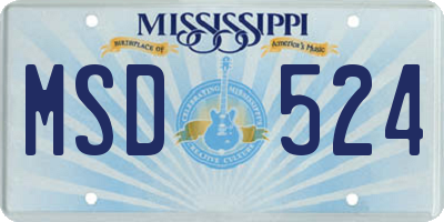 MS license plate MSD524