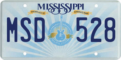 MS license plate MSD528