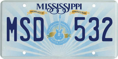 MS license plate MSD532