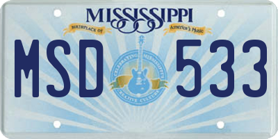 MS license plate MSD533