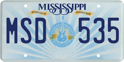MS license plate MSD535