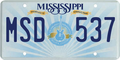 MS license plate MSD537