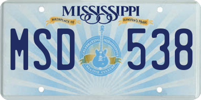 MS license plate MSD538