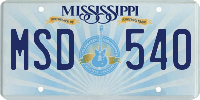 MS license plate MSD540