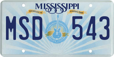MS license plate MSD543