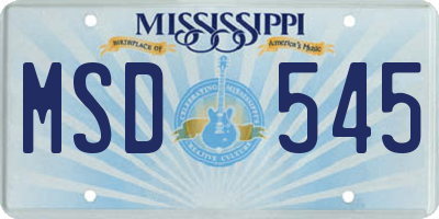 MS license plate MSD545