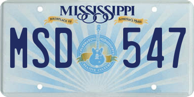 MS license plate MSD547