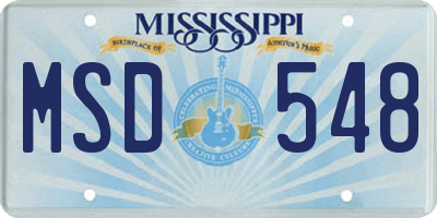 MS license plate MSD548