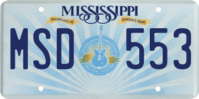 MS license plate MSD553
