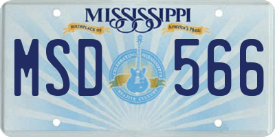 MS license plate MSD566