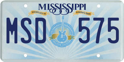 MS license plate MSD575