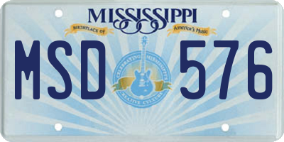 MS license plate MSD576