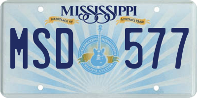 MS license plate MSD577