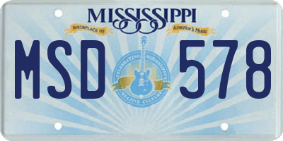 MS license plate MSD578