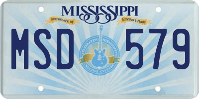 MS license plate MSD579