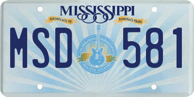 MS license plate MSD581