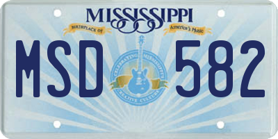 MS license plate MSD582
