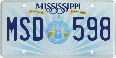 MS license plate MSD598