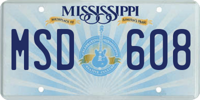 MS license plate MSD608