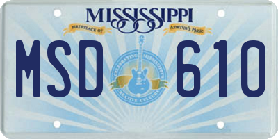 MS license plate MSD610