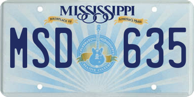 MS license plate MSD635