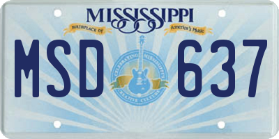 MS license plate MSD637