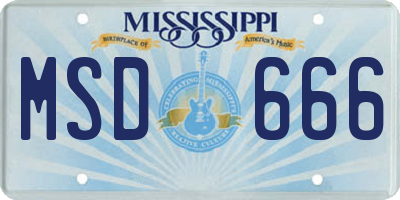 MS license plate MSD666