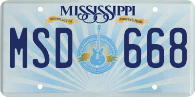 MS license plate MSD668