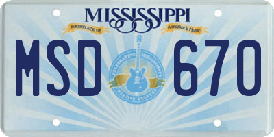 MS license plate MSD670