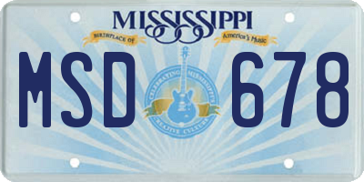 MS license plate MSD678