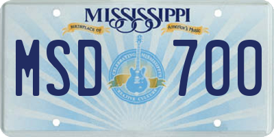 MS license plate MSD700
