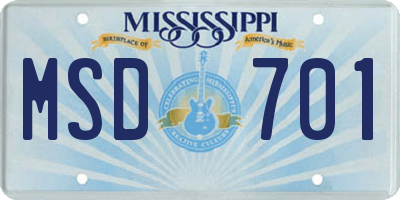 MS license plate MSD701