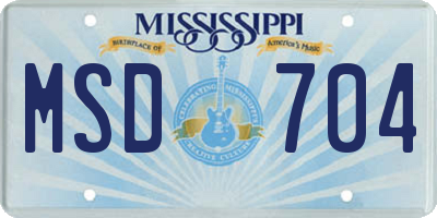 MS license plate MSD704