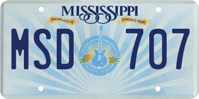 MS license plate MSD707
