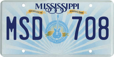 MS license plate MSD708