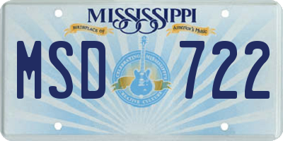 MS license plate MSD722