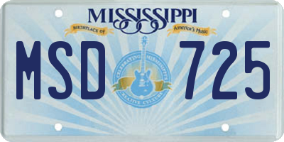 MS license plate MSD725
