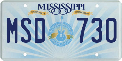 MS license plate MSD730